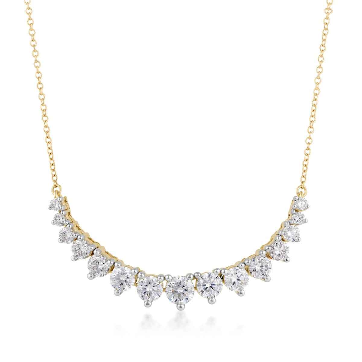 Adamante 2 ct. tw. Lab-Grown Diamond Curved Necklace in 10K Yellow Gold