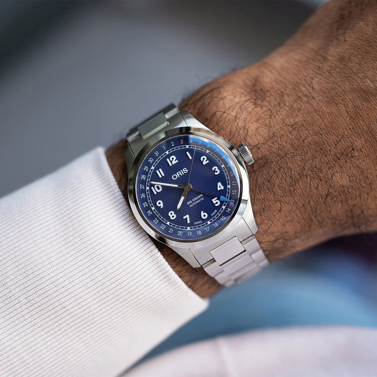 crown oris automatic watch purple dial