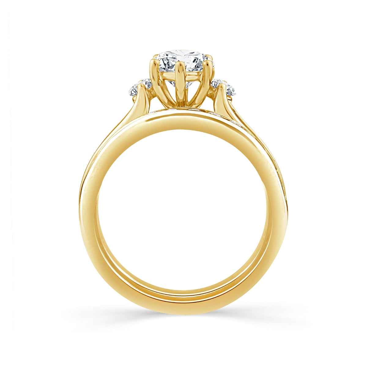 Adamante 3 ct. tw. Lab-Grown Marquise Diamond Wedding Set in 14K Yellow Gold close-up detail