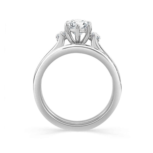 Adamante 3 ct. tw. Lab-Grown Marquise Diamond Weddings Set in 14K White Gold close-up detail