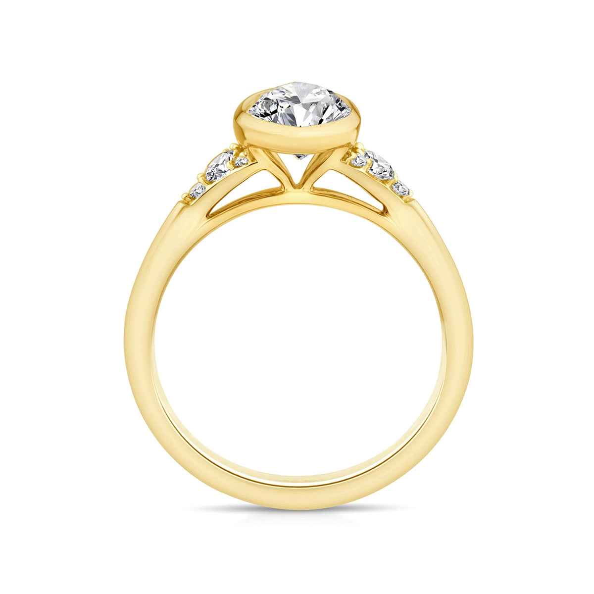 Adamante 1-3/4 ct. tw. Lab-Grown Marquise Diamond Bezel Set Engagement Ring in 14K Yellow Gold close-up detail