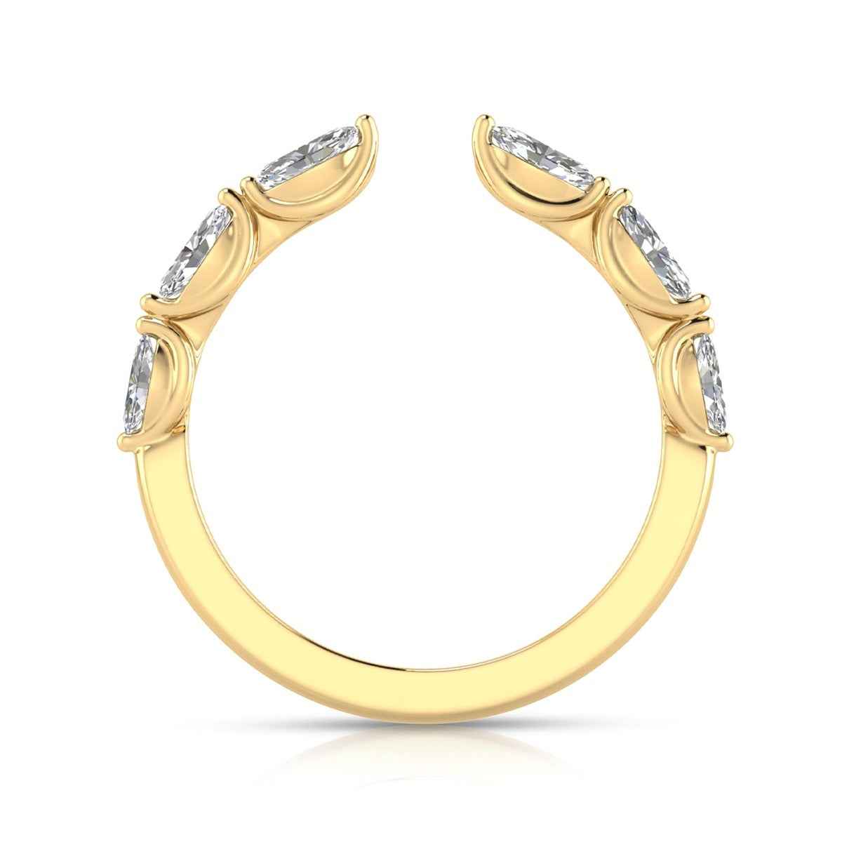 Adamante 1/2 ct. tw. Lab-Grown Marquise Diamond Open Ring in 14K Yellow Gold close-up detail