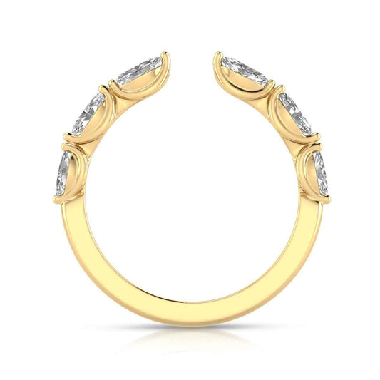 Adamante 1/2 ct. tw. Lab-Grown Marquise Diamond Open Ring in 14K Yellow Gold close-up detail