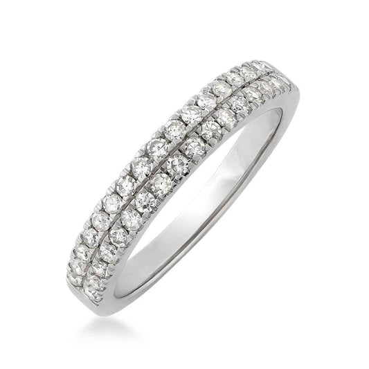 1/2 ct. tw. Diamond Double Row Anniversary Ring in 10K White Gold front view (2)