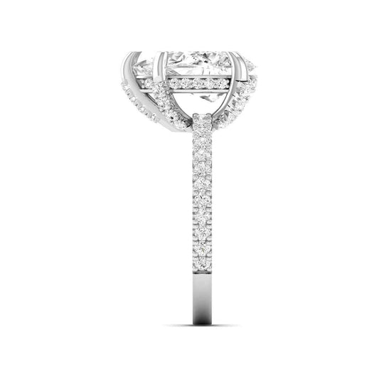 Adamante 3-1/2 ct. tw. Lab-Grown Pear Diamond Hidden Halo Engagement Ring in 14K White Gold side profile