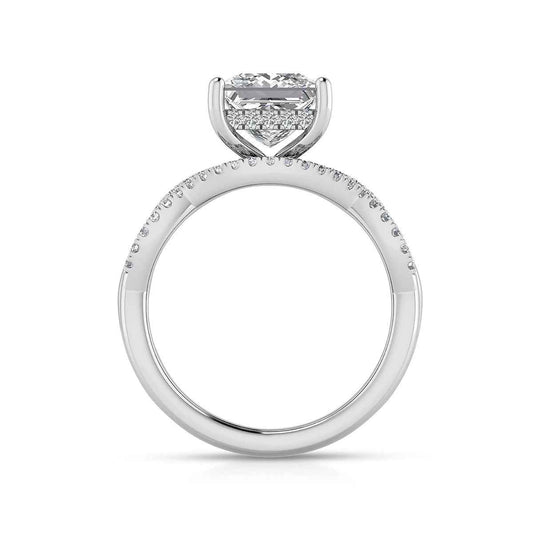 Adamante 2-9/10 ct. tw. Lab-Grown Princess Cut Diamond Hidden Halo Twist Wedding Set in 14K White Gold side profile