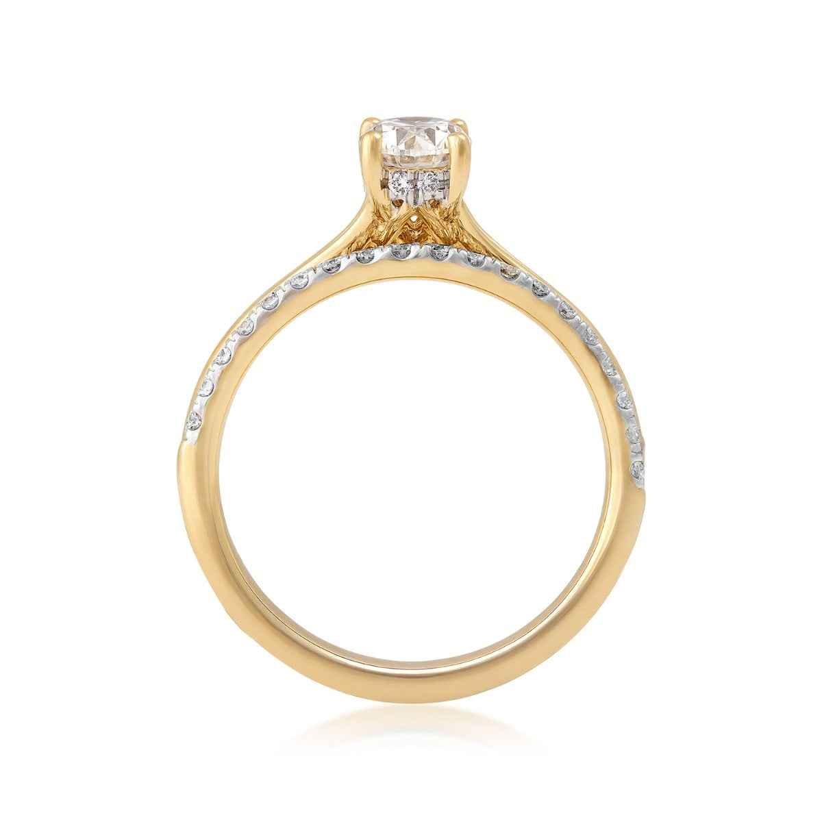 Natural 1 ct. tw. Oval Diamond Wedding Set in 14K Yellow Gold side profile
