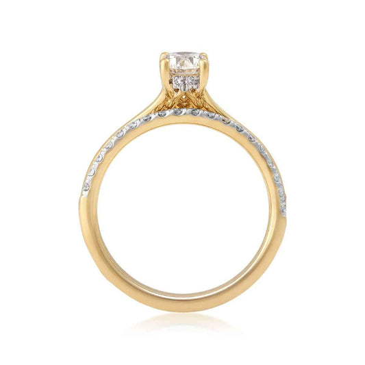 Natural 1 ct. tw. Oval Diamond Wedding Set in 14K Yellow Gold side profile