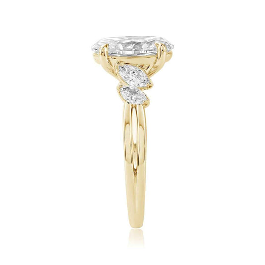 Adamante 3-1/2 ct. tw. Lab-Grown Oval & Marquise Diamond Engagement Ring in 14K Yellow Gold side profile