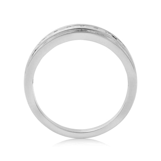 Adamante Men's 1/2 ct. tw. Lab-Grown Diamond Channel Ring in 14K White Gold