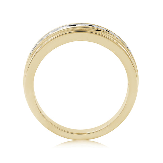 14K yellow gold Adamante men's lab-grown diamond channel ring with 1 ct. tw. diamonds