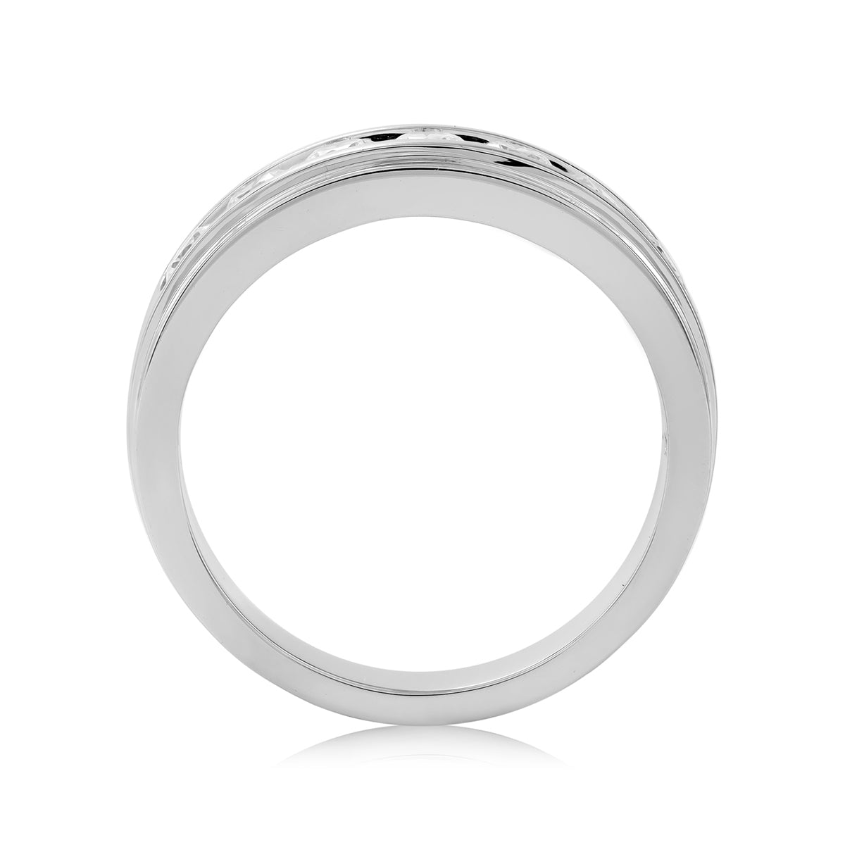 14K white gold Adamante men's lab-grown diamond channel ring with 1 ct. tw. diamonds