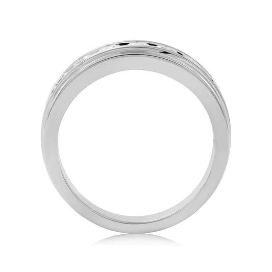 Adamante Men's 1 ct. tw. Lab-Grown Diamond Channel Ring in 14K White Gold