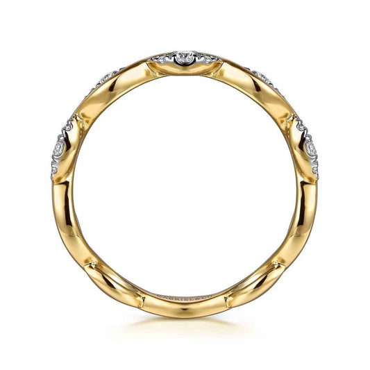 Gabriel & Co. 1/5 ct. tw. Diamond Cluster Wavy Ring in 14K Yellow Gold close-up detail