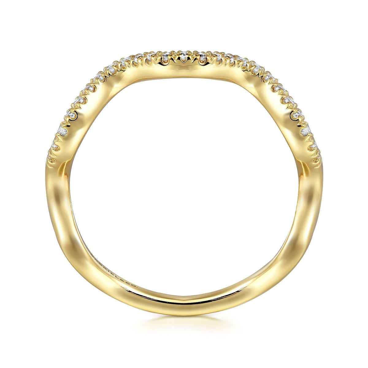 Gabriel & Co. 1/8 ct. tw. Diamond Wavy Ring in 14K Yellow Gold close-up detail