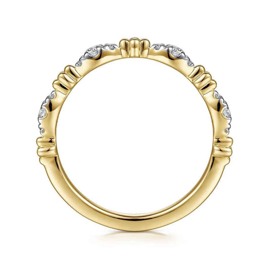 Gabriel & Co. 1/5 ct. tw. Diamond Bead Cluster Ring in 14K Yellow Gold close-up detail