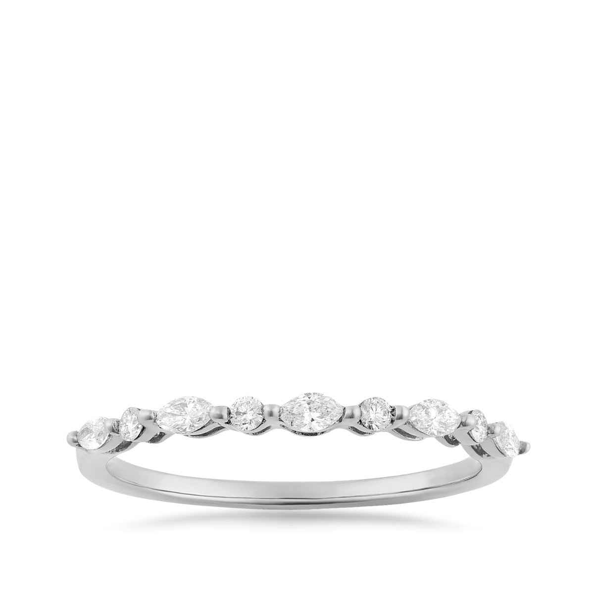 Perfect Match 1/4 ct. tw. Marquise & Round Diamond Anniversary Ring in 10K White Gold