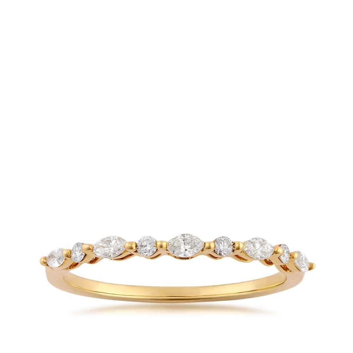 Perfect Match 1/4 ct. tw. Marquise & Round Diamond Anniversary Ring in 10K Yellow Gold