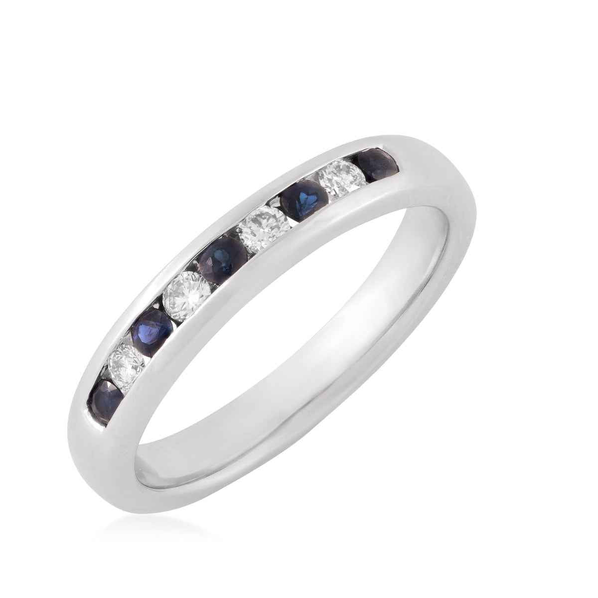 Sapphire & 1/7 ct. tw. Diamond Stackable Ring in 14K White Gold