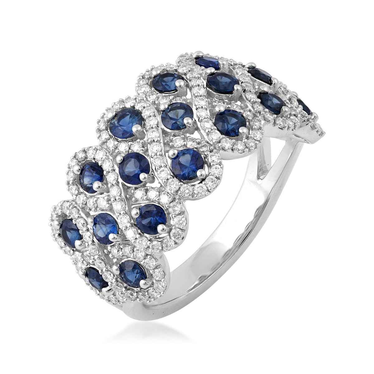Sapphire & 5/8 ct. tw. Diamond Lattice Ring in 14K White Gold