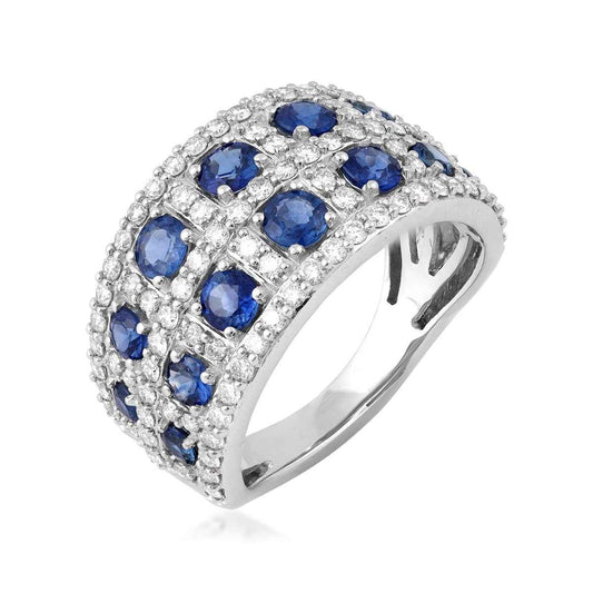 Sapphire & 1 ct. tw. Diamond Multi-Row Ring in 14K White Gold