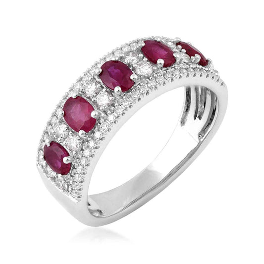 Oval Ruby & 1/2 ct. tw. Diamond Ring in 14K White Gold