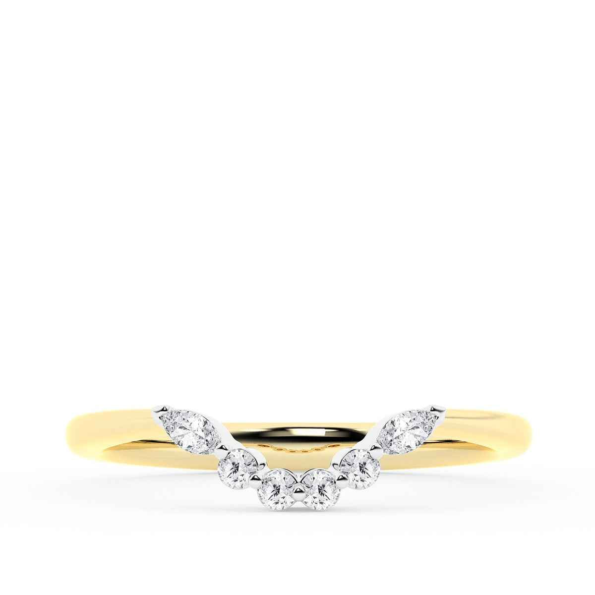 Adamante 1/8 ct. tw. Lab-Grown Diamond Contour Wedding Ring in 14K Yellow Gold front view