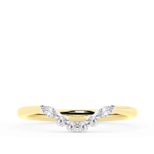 Adamante 1/8 ct. tw. Lab-Grown Diamond Contour Wedding Ring in 14K Yellow Gold front view