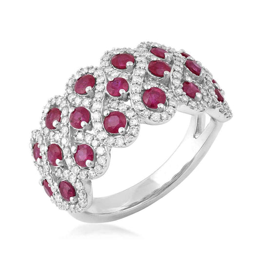 Ruby & 5/8 ct. tw. Diamond Lattice Ring in 14K White Gold
