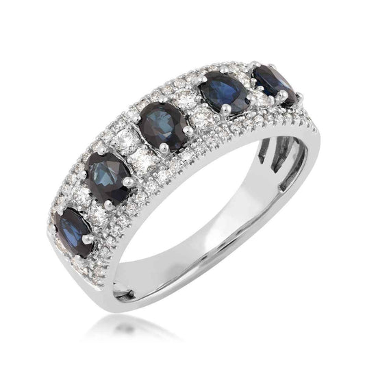 Oval Sapphire & 1/2 ct. tw. Diamond Ring in 14K White Gold