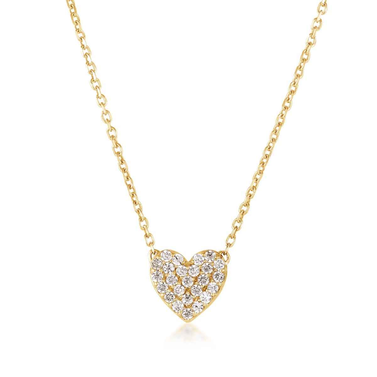 Demi Fine 1/6 ct. tw. Diamond Pave Heart Necklace in 10K Yellow Gold