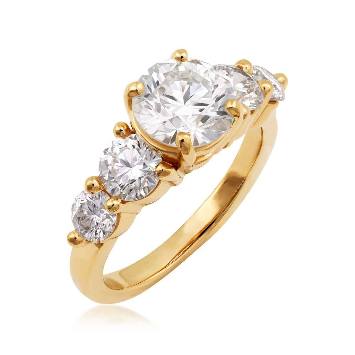 USA Collection 2-1/2 ct. tw. Lab-Grown Round 5-Stone Diamond Graduated Engagement Ring in 14K Yellow Gold