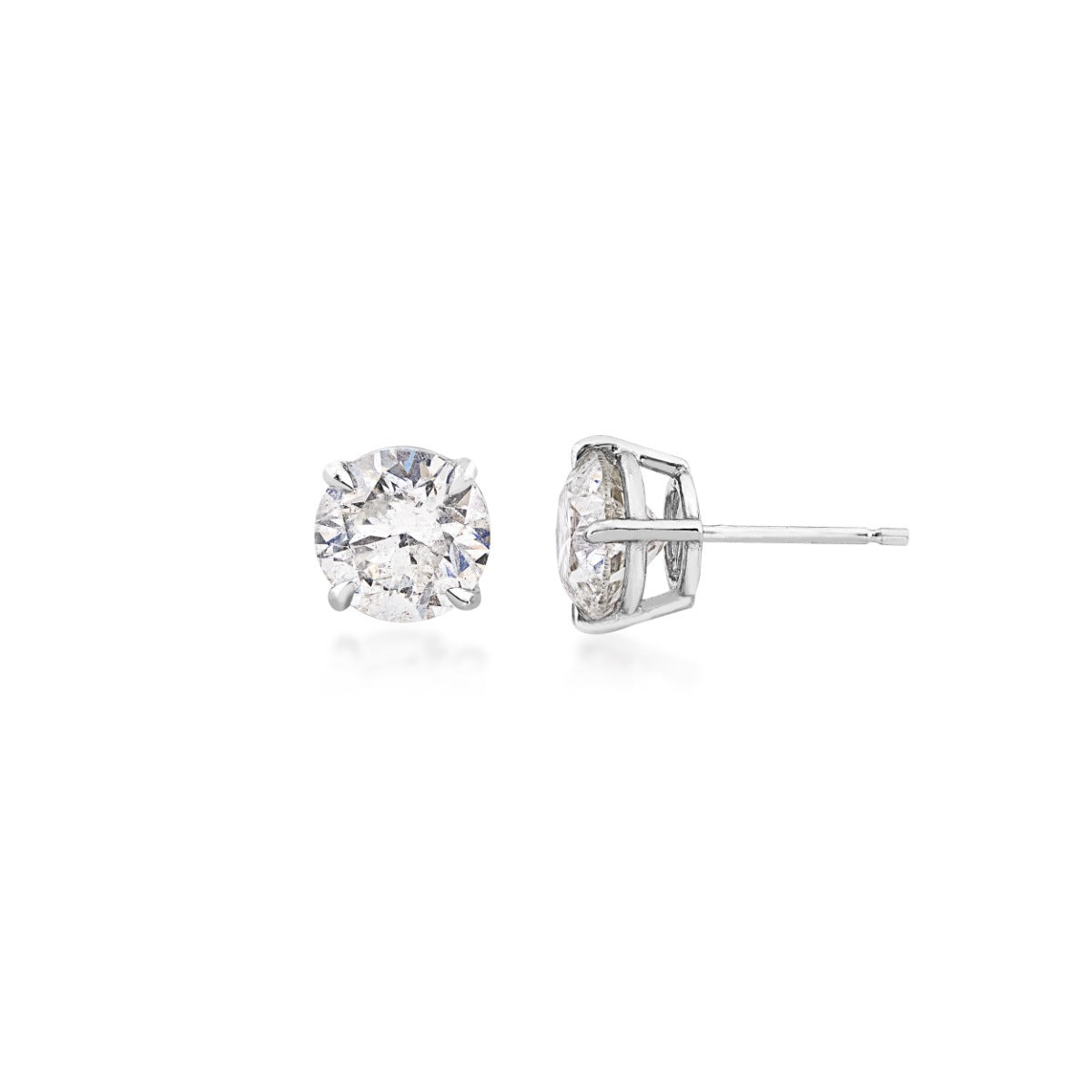 3-1/4 ct. tw. Round Brilliant Diamond Solitaire Earrings in 14K White Gold