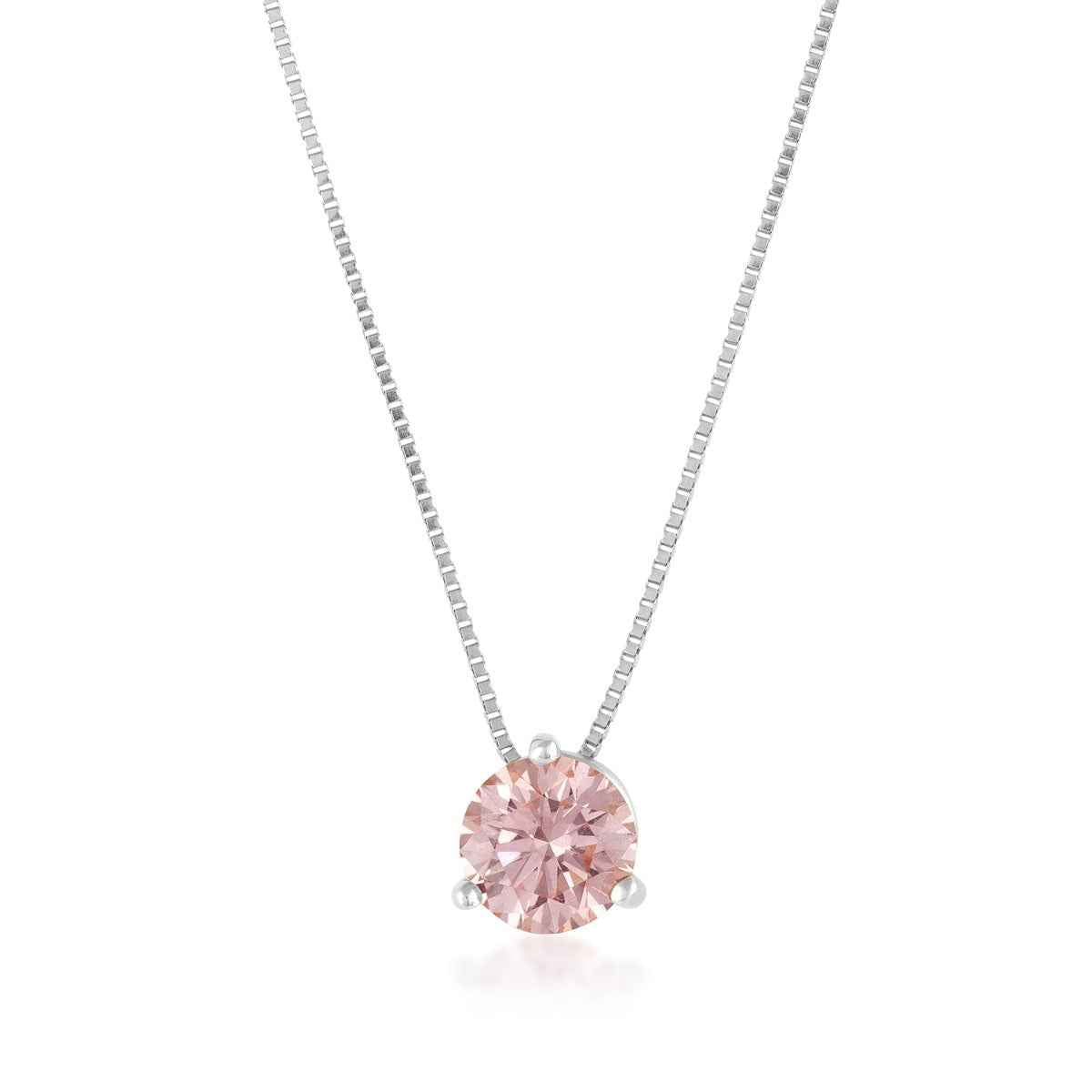 USA Collection 3/4 ct. tw. Lab-Grown Round Brilliant Treated Pink Diamond Solitaire Pendant in 14K White Gold
