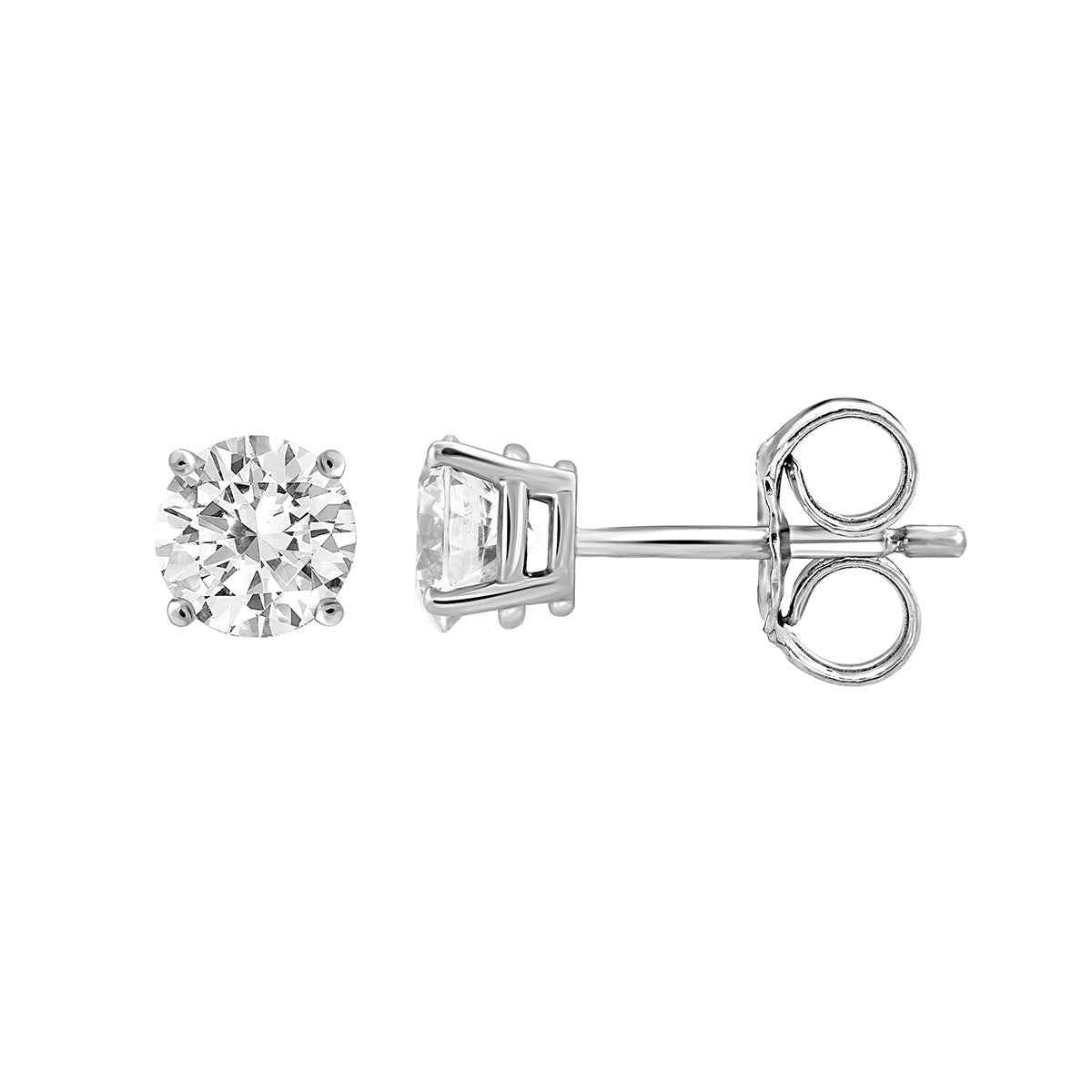 2 ct. tw. Round Brilliant Diamond Solitaire Earrings in 18K White Gold