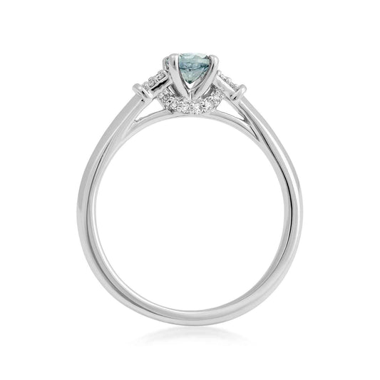 American Colors Round Montana Sapphire & Diamond Accent Ring in 10K White Gold