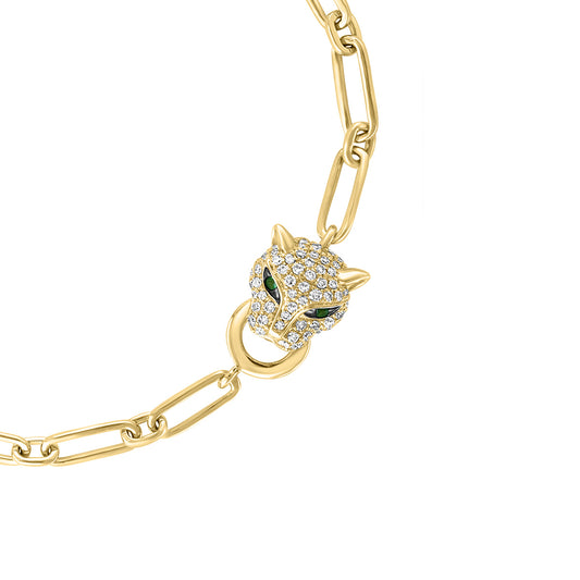 panther link bracelet diamond and tsavorite effy yelloww gold