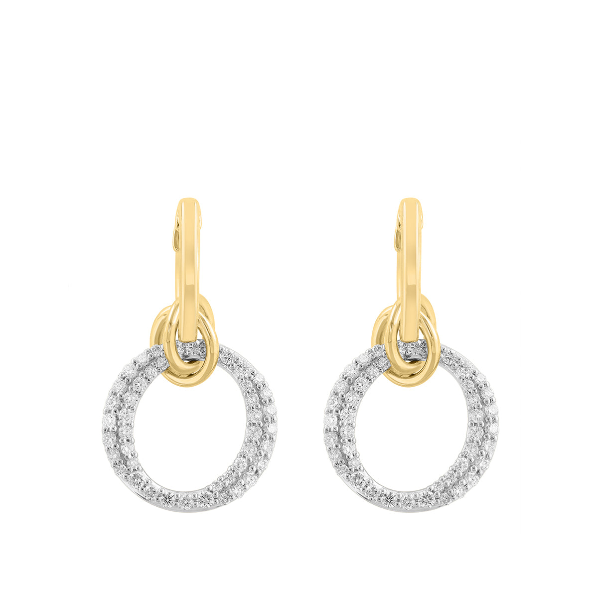 14K yellow and white gold circle knot 7/8 ct. tw. diamond EFFY drop earrings