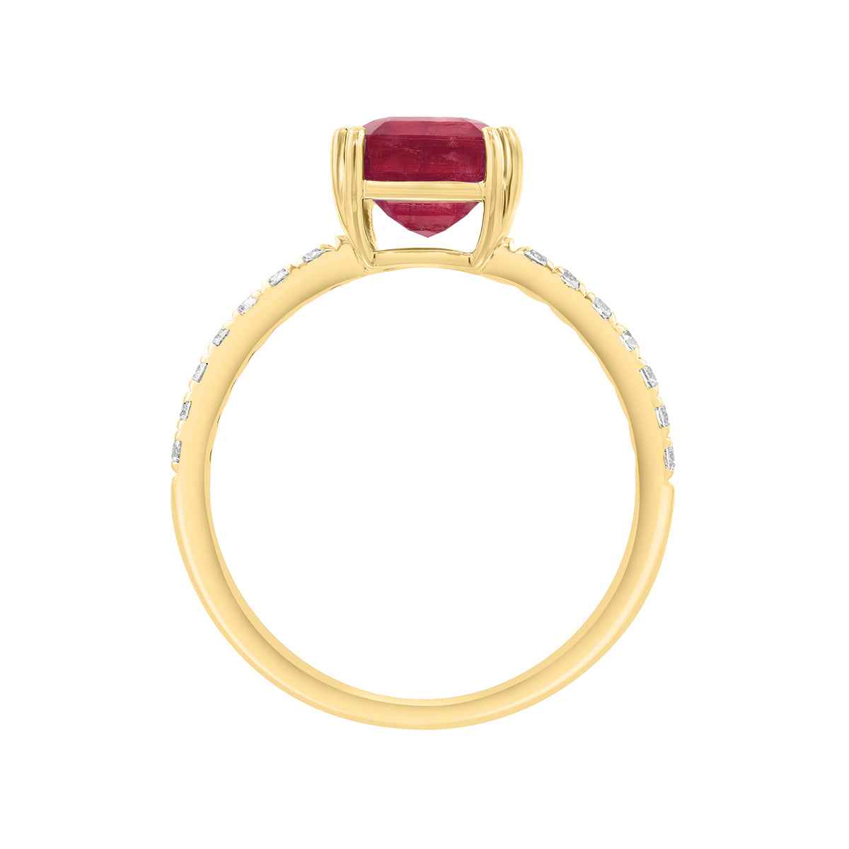Effy Emerald Cut Ruby & 1/5 ct. tw. Diamond Ring in 14K Yellow Gold