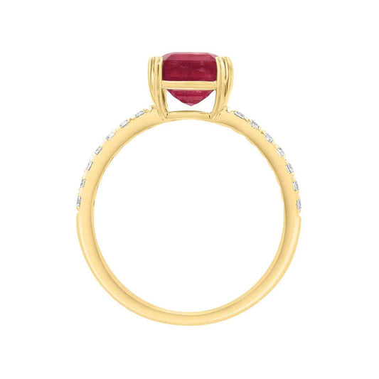 Effy Emerald Cut Ruby & 1/5 ct. tw. Diamond Ring in 14K Yellow Gold