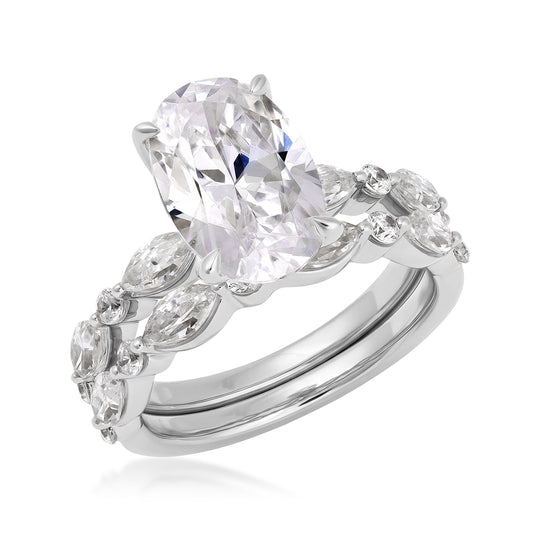 18K white gold Above Love 4 ct. tw. oval lab-grown diamond wedding set