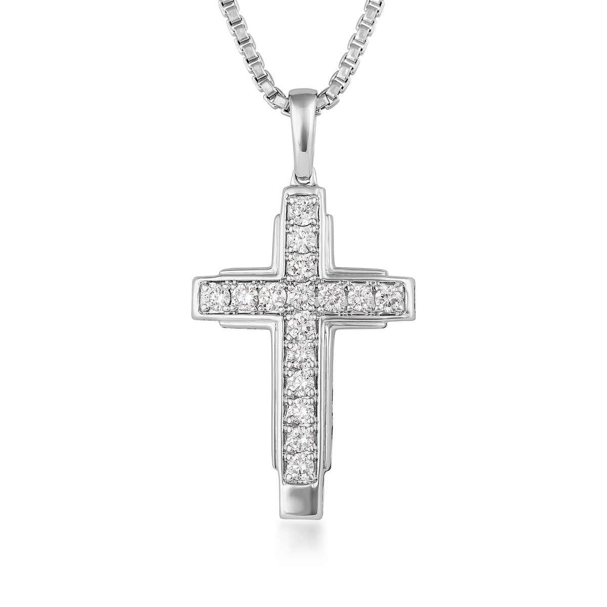 Sterling silver Adamante men's 3/4 ct. tw. lab-grown diamond cross pendant