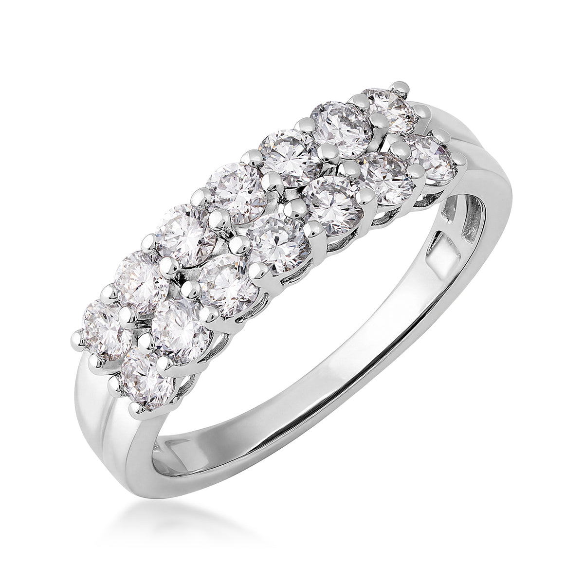10k white gold adamante 1 ct 2 row ring