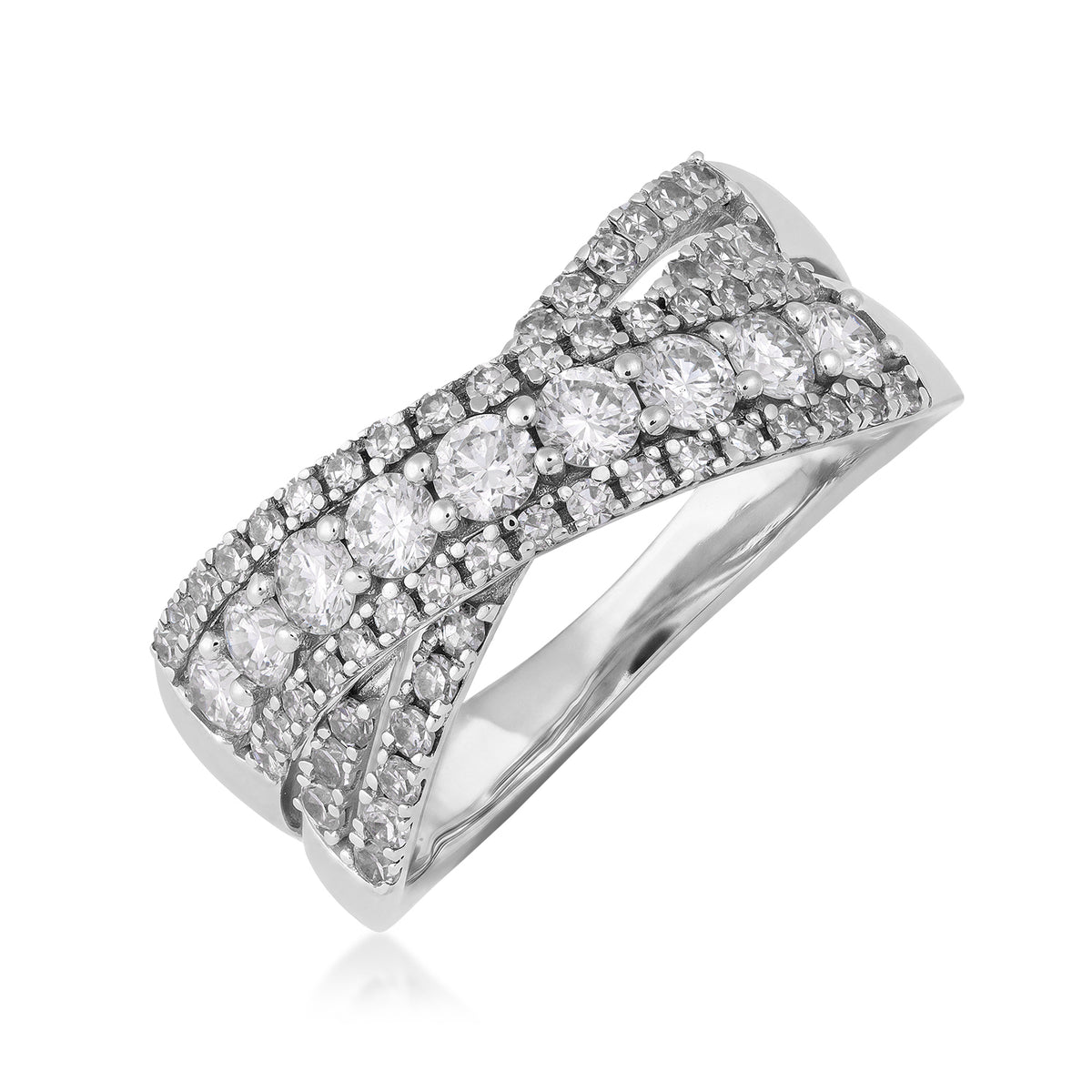 10K white gold Adamante 1 ct. tw. lab-grown diamond crossover ring