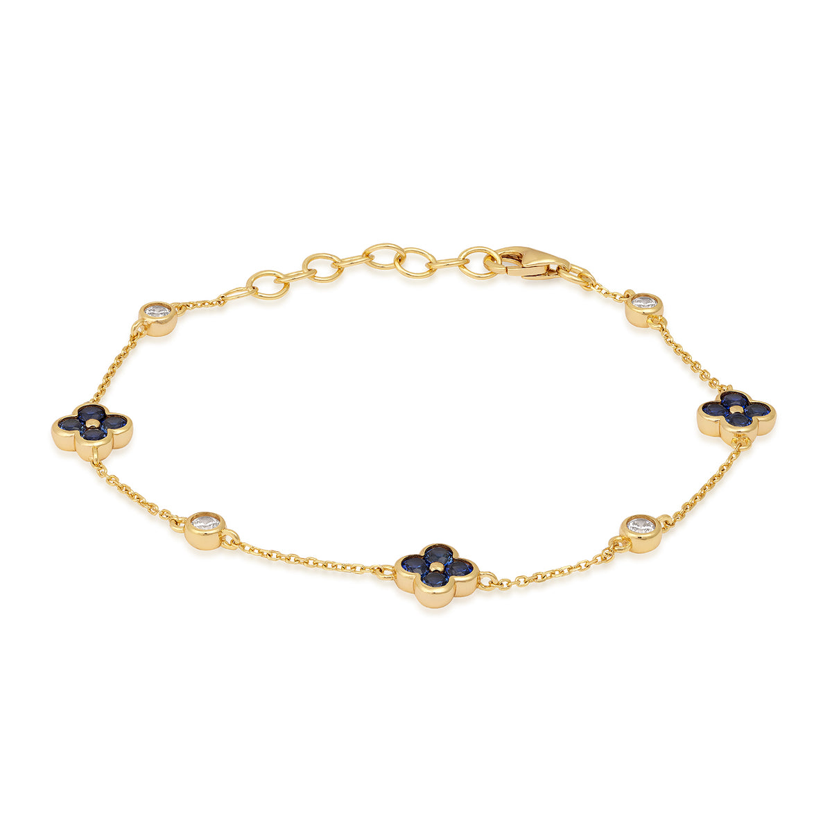 Vermeil Demi Fine 3/8 ct. tw. lab-grown diamond and created sapphire quatrefoil bracelet