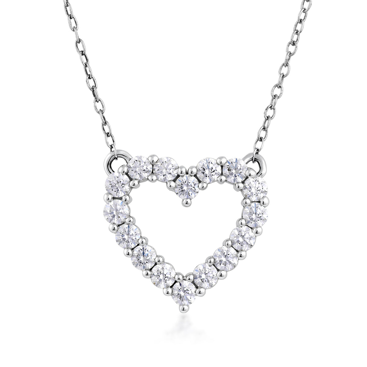Sterling silver Adamante 1 ct. tw. lab-grown diamond open heart necklace