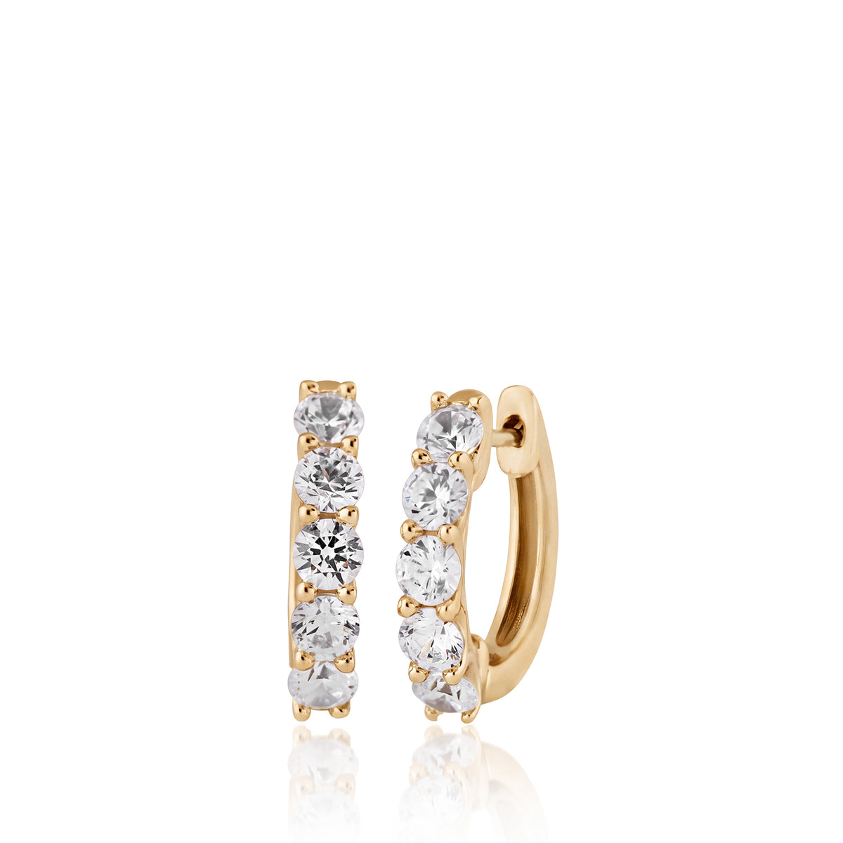 10K yellow gold Adamante 1 ct. tw. lab-grown five-stone diamond hoop earrings