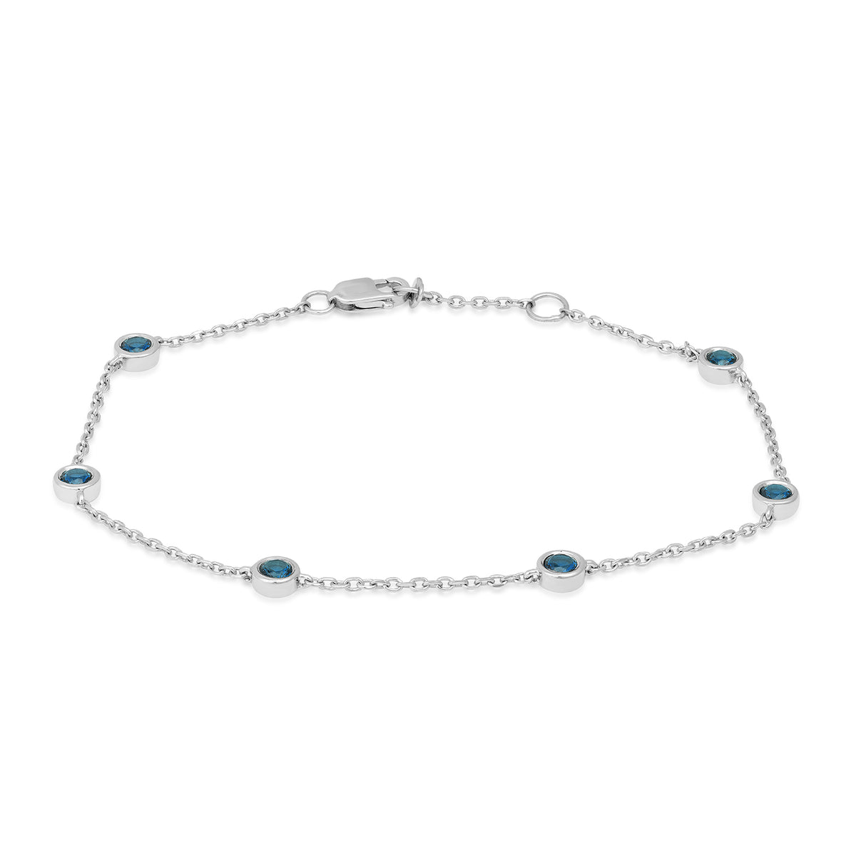 Sterling silver American Colors round Montana sapphire station bracelet