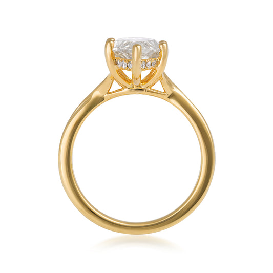 14K yellow gold Adamante 3 ct. lab-grown marquise diamond hidden halo engagement ring with 1/10 ct. tw. lab-grown diamond accents