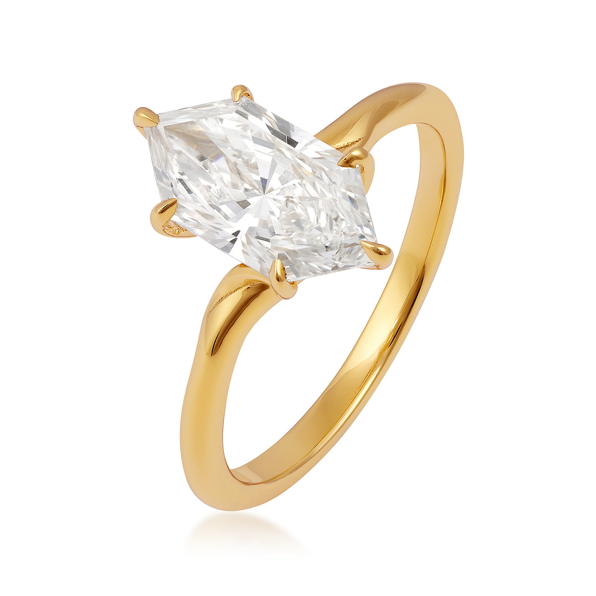 14k yellow gold adamante marquise-cut lab-grown diamond solitaire engagement ring with 2 ct. tw. diamond